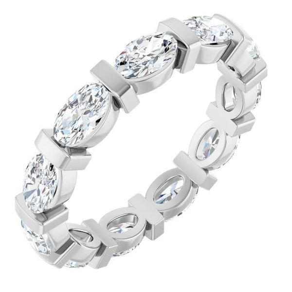 Oval Cut Diamond Bar-Set Eternity Band in 14K Gold