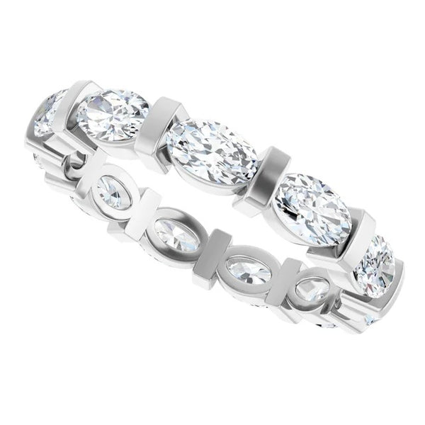Oval Cut Diamond Bar-Set Eternity Band in 14K Gold