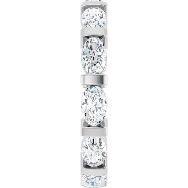 Oval Cut Diamond Bar-Set Eternity Band in 14K Gold