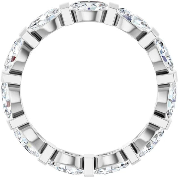 Oval Cut Diamond Bar-Set Eternity Band in 14K Gold