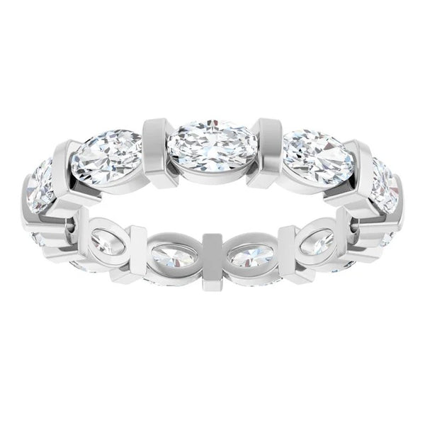 Oval Cut Diamond Bar-Set Eternity Band in 14K Gold