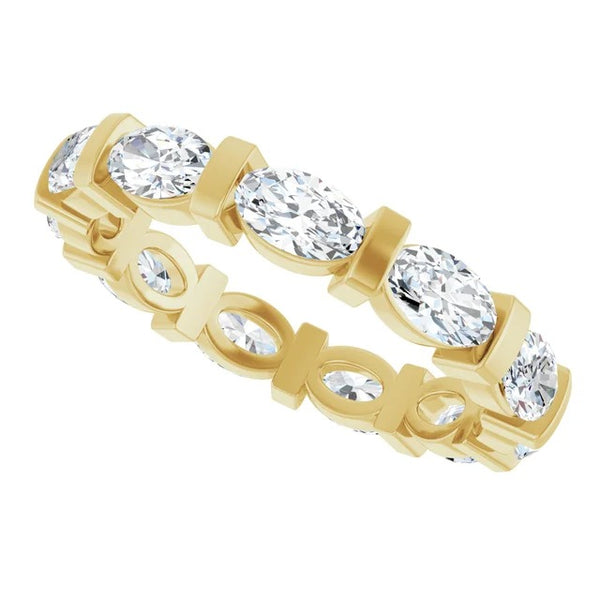 Oval Cut Diamond Bar-Set Eternity Band in 14K Gold