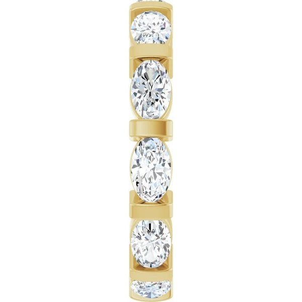Oval Cut Diamond Bar-Set Eternity Band in 14K Gold