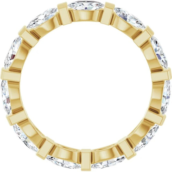 Oval Cut Diamond Bar-Set Eternity Band in 14K Gold