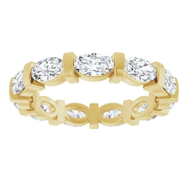 Oval Cut Diamond Bar-Set Eternity Band in 14K Gold