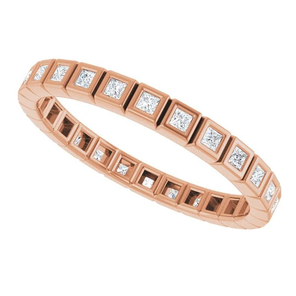 Princess Cut Diamond Bezel-Set Eternity Band in 14K Gold