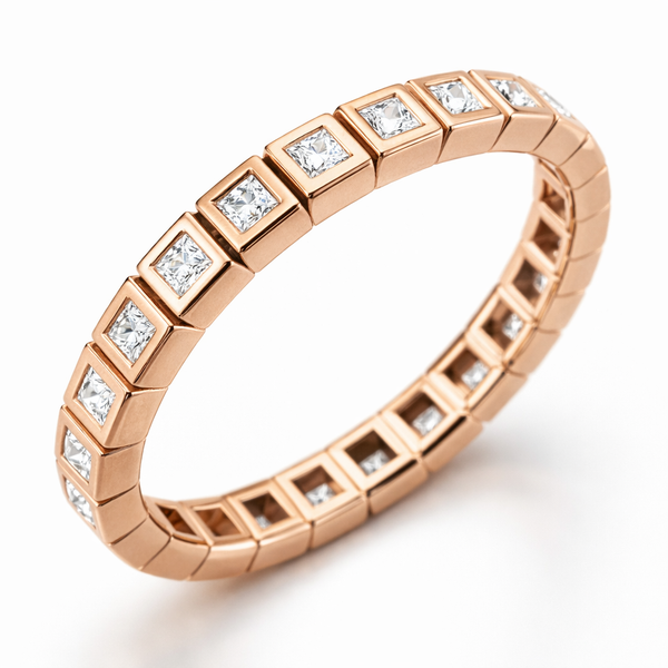 Princess Cut Diamond Bezel-Set Eternity Band in 14K Gold