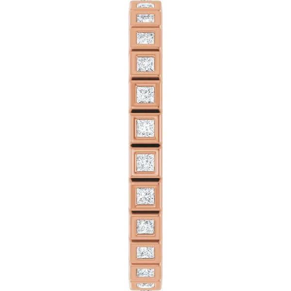 Princess Cut Diamond Bezel-Set Eternity Band in 14K Gold