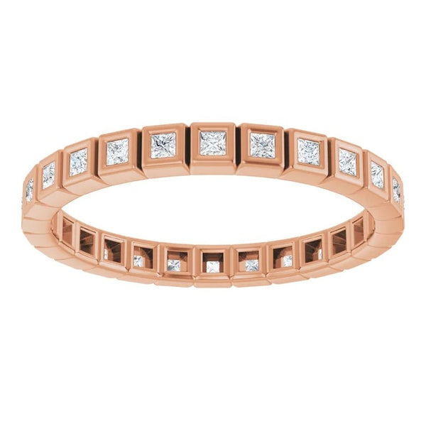 Princess Cut Diamond Bezel-Set Eternity Band in 14K Gold