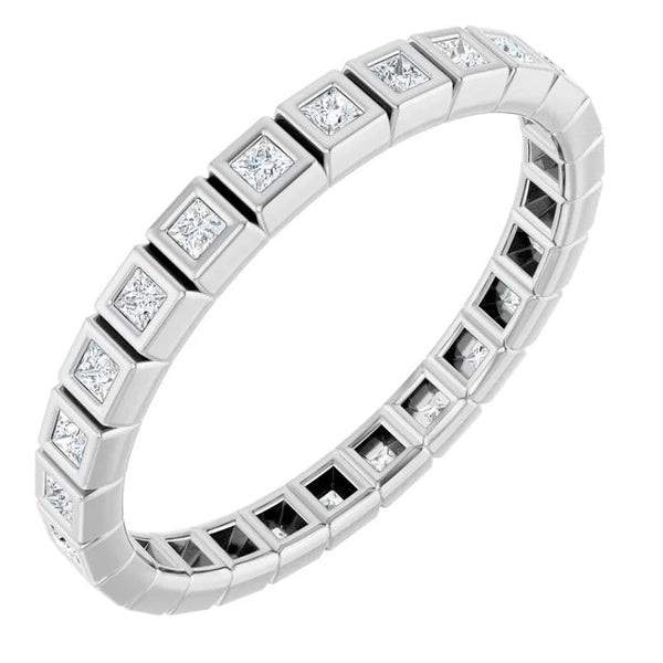 Princess Cut Diamond Bezel-Set Eternity Band in 14K Gold