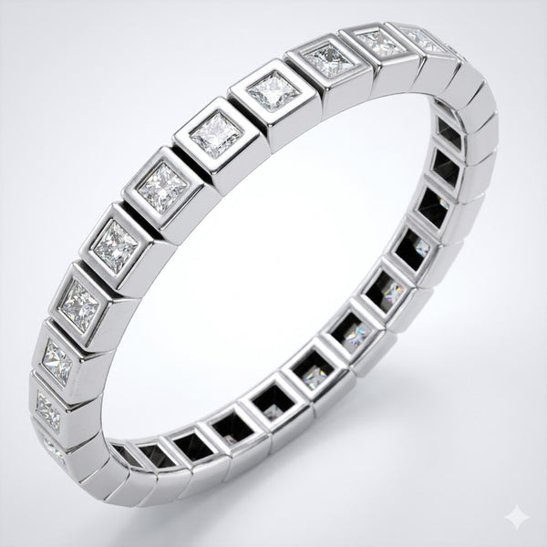 Princess Cut Diamond Bezel-Set Eternity Band in 14K Gold