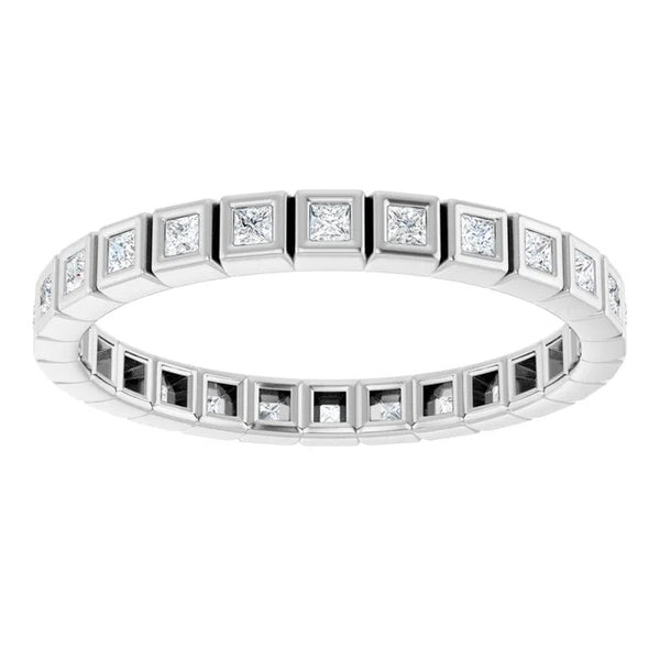 Princess Cut Diamond Bezel-Set Eternity Band in 14K Gold