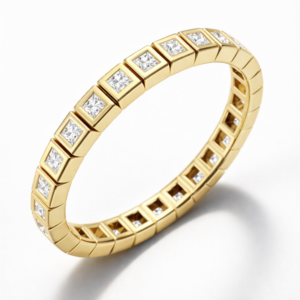 Princess Cut Diamond Bezel-Set Eternity Band in 14K Gold