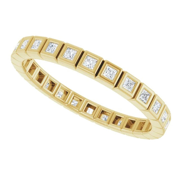 Princess Cut Diamond Bezel-Set Eternity Band in 14K Gold