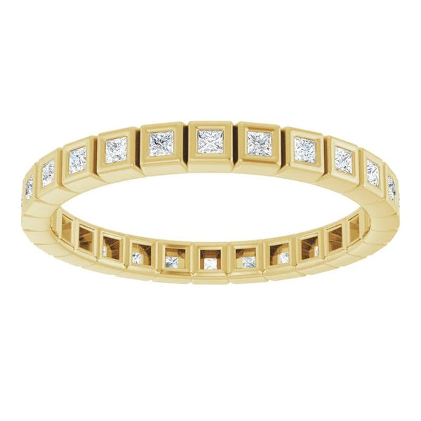 Princess Cut Diamond Bezel-Set Eternity Band in 14K Gold