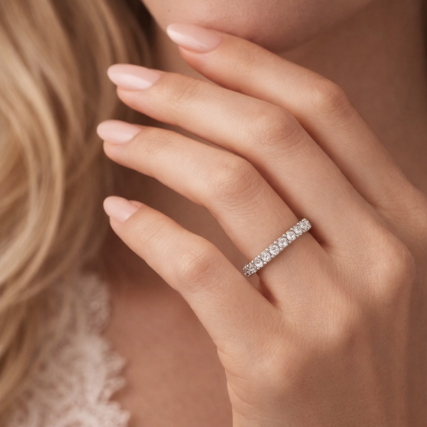 Round Diamond Zig-Zag Eternity Band in 14K Gold