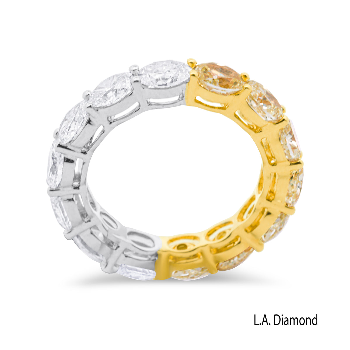 Half Diamond and Half Fancy Yellow Diamond Eternity Band