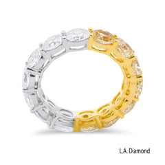 Half Diamond and Half Fancy Yellow Diamond Eternity Band