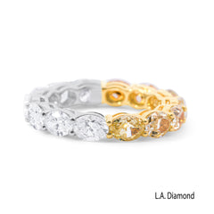 Half Diamond and Half Fancy Yellow Diamond Eternity Band