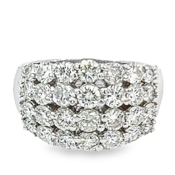 14k White Gold Diamond Round Cut Multi- Layer Wedding Band 2.61c - LA DIAMOND