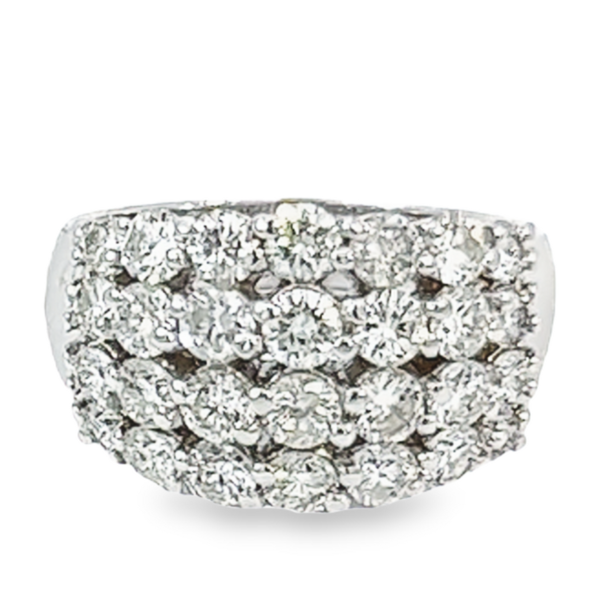 14k White Gold Diamond Round Cut Multi- Layer Wedding Band 2.61c