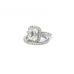 14K White Gold Emerald Cut Diamond Engagement Ring