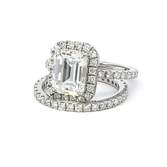 14K White Gold Emerald Cut Diamond Engagement Ring