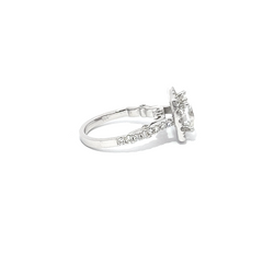 14k White Gold Diamond With Halo Princess Cut Engagement Ring