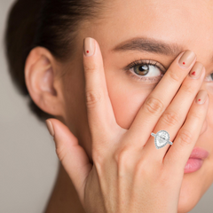 White Gold Diamond Pear And Round Cut Engagement Ring