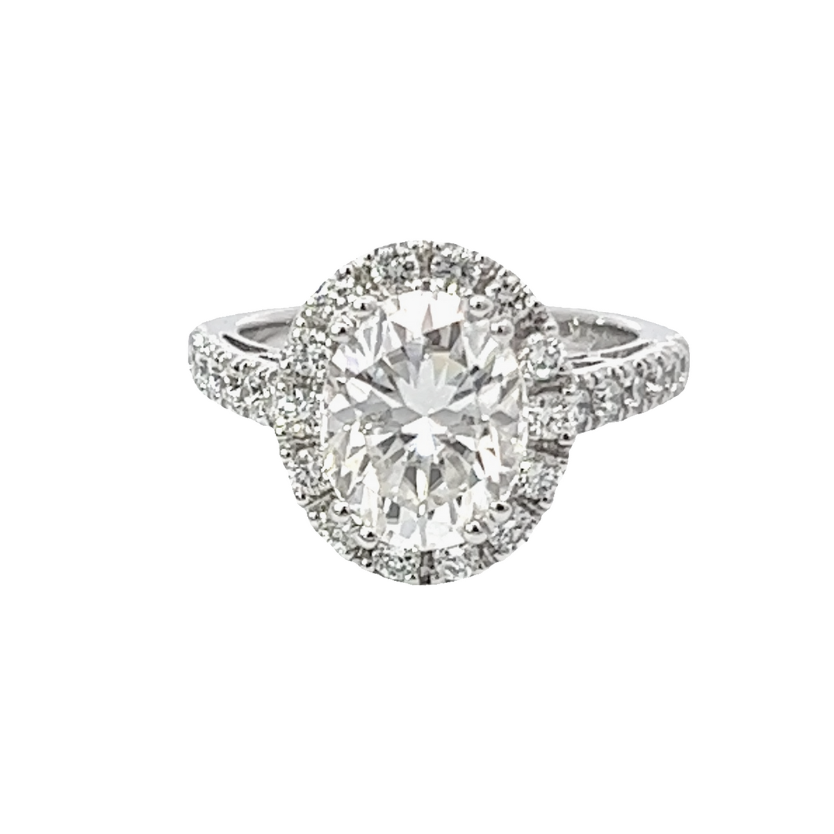 14K White Gold Oval Shape Diamond Engagement Ring