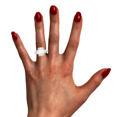 14k White Gold Diamond Bezel Corner Princess Cut Engagement Ring 4.71c - LA DIAMOND