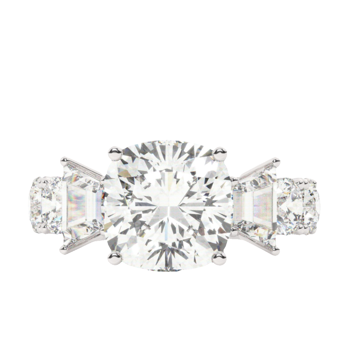 8.40g Platinum White Gold Diamond Cushion Cut Engagement Ring 5.02c - LA DIAMOND