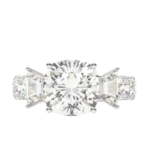 8.40g Platinum White Gold Diamond Cushion Cut Engagement Ring 5.02c - LA DIAMOND