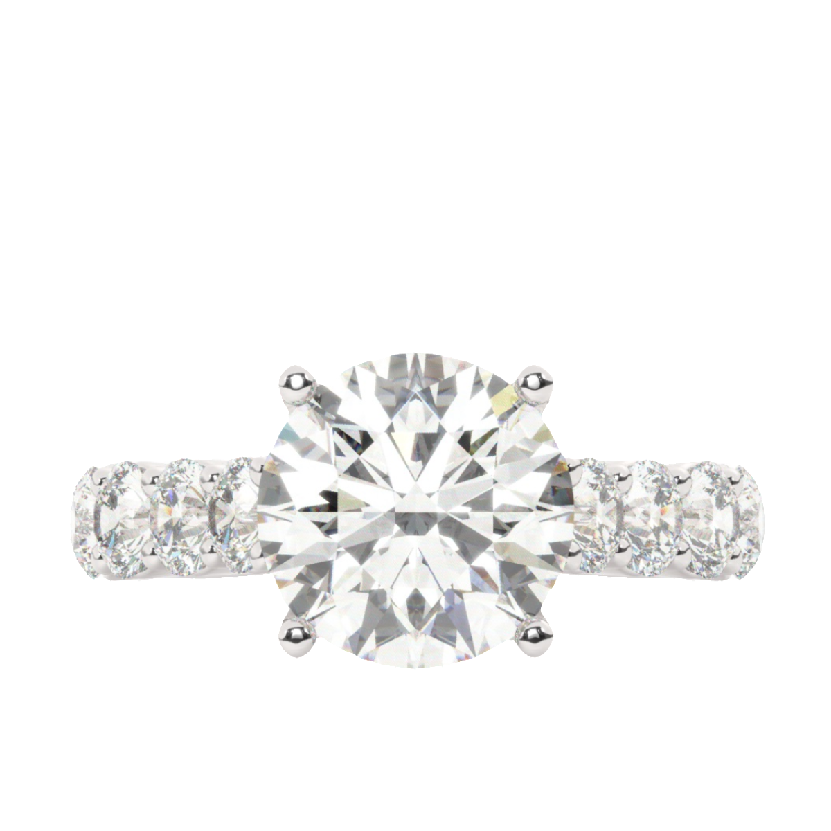 White Gold Diamond Round Brilliant Cut Engagement Ring - LA DIAMOND
