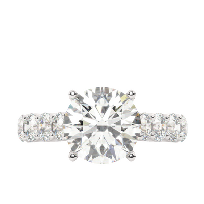14K White Gold Round Brilliant Cut Diamond Engagement Ring