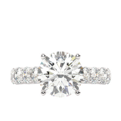 White Gold Diamond Round Brilliant Cut Engagement Ring - LA DIAMOND
