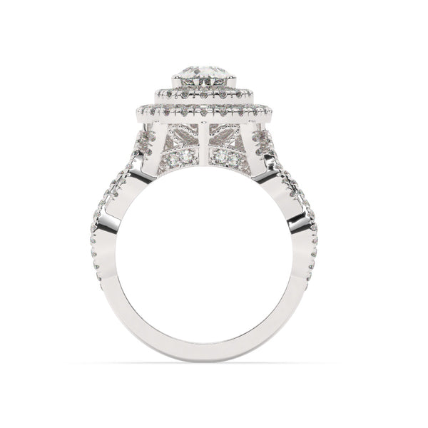 14K White Gold Pear Diamond Halo Engagement Ring (1.00 ct)