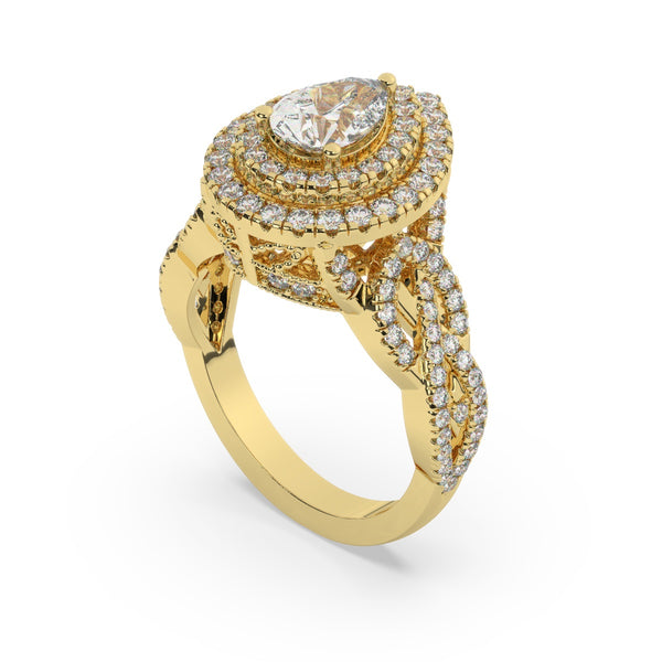 14K White Gold Pear Diamond Halo Engagement Ring (1.00 ct)