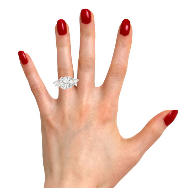 White Gold Diamond Crushed Ice Cushion Cut Engagement Ring - LA DIAMOND