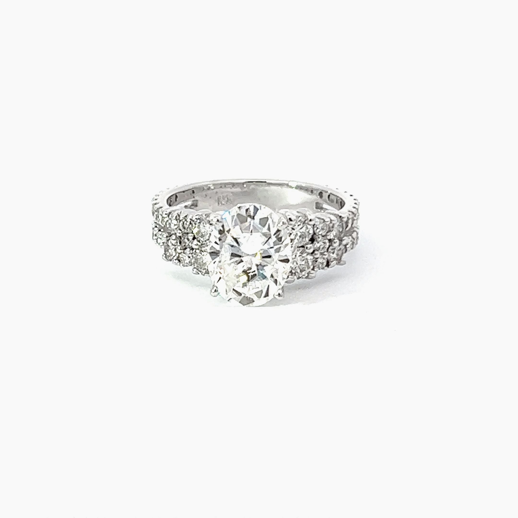 14k White Gold Diamond Ruby Stone Round Cut Ring 1.75