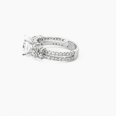 14k White Gold Diamond Ruby Stone Round Cut Ring 1.75