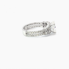 14k White Gold Diamond Ruby Stone Round Cut Ring 1.75