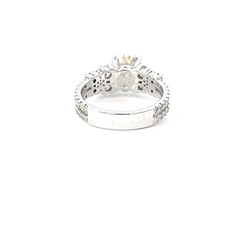 14k White Gold Diamond Ruby Stone Round Cut Ring 1.75
