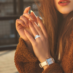 14k White Gold Diamond Cushion And Round Cut Engagement Ring