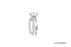 14k White Gold Diamond Cushion And Round Cut Engagement Ring