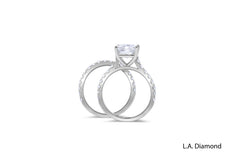 14k White Gold Diamond Cushion And Round Cut Engagement Ring