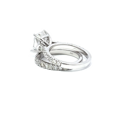 14k White Gold Diamond Cushion And Round Cut Engagement Ring