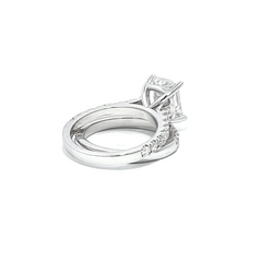 14k White Gold Diamond Cushion And Round Cut Engagement Ring