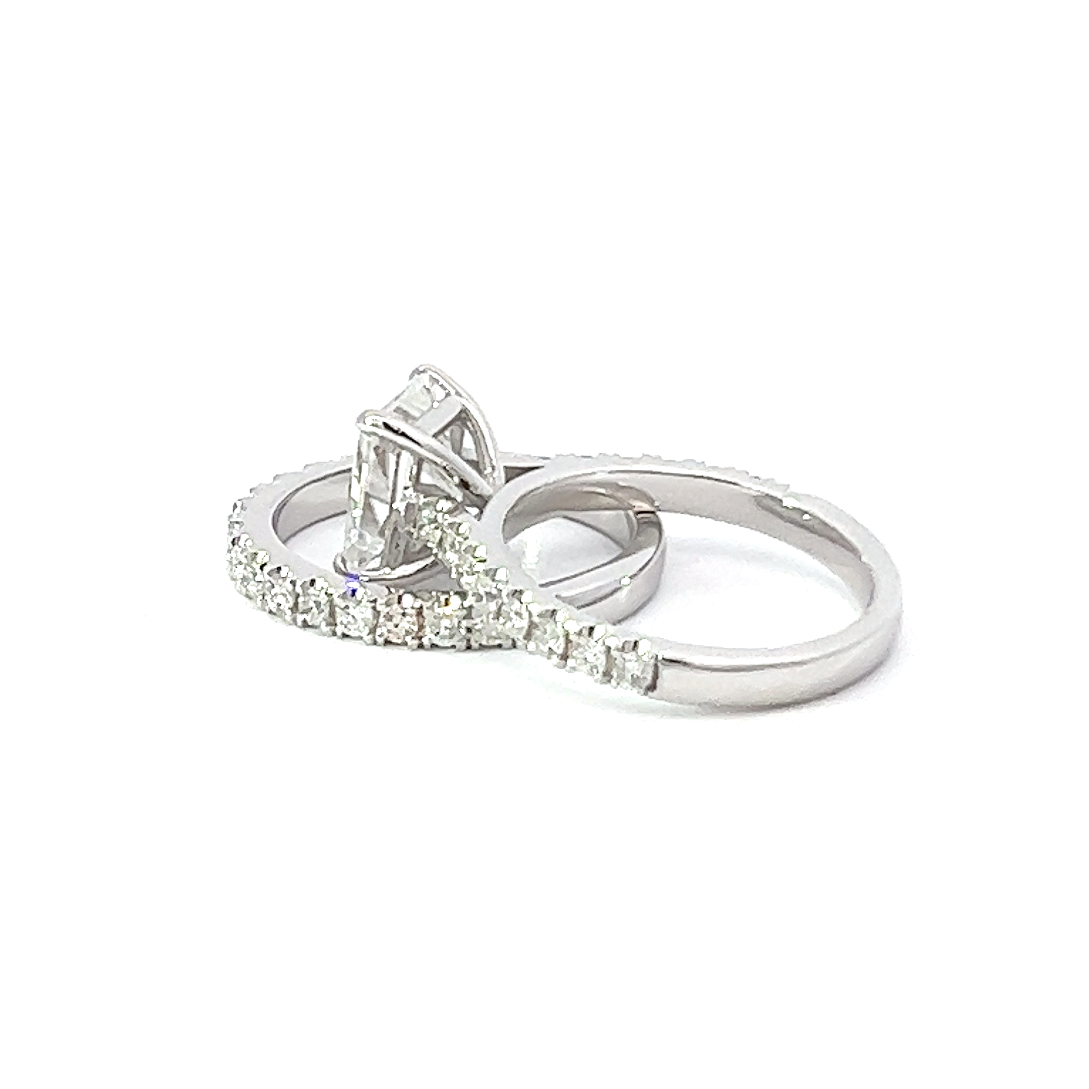14K White Gold  Radiant Cut Diamond Engagement Ring