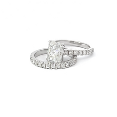 14K White Gold  Radiant Cut Diamond Engagement Ring